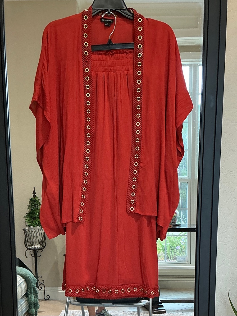 new directions Red Grommet-Trim Tunic Set